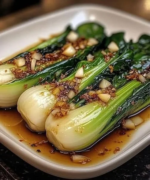 Garlic Soy Glazed Baby Bok Choy